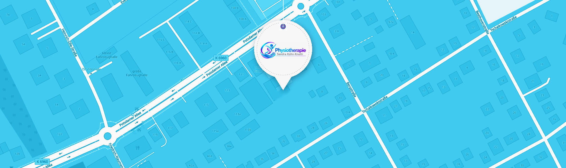 Karte: Physiotherapie Sandra Kühn-Knutti, Potsdamer Allee 109, 14532 Stahnsdorf